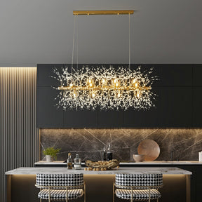 Dandelion Crystal Chandelier Light Firefly/ Glowworm Hanging Lamp Pendant For Rectangle Dining Room