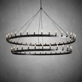 Dania Camina Modern Farmhouse 2-Tier Round Chandelier-Chandelier-Merlin Lamps-Filament-73''-Matte Black-merlinlamps