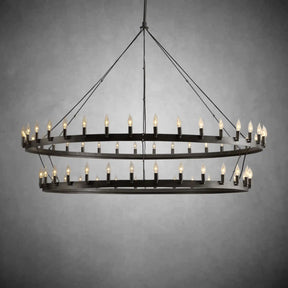 Dania Camina Modern Farmhouse 2-Tier Round Chandelier-Chandelier-Merlin Lamps-Candelabra-73''-Matte Black-merlinlamps