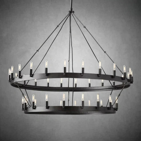 Dania Camina Vintage Candelabra Two-Tier Round Chandelier