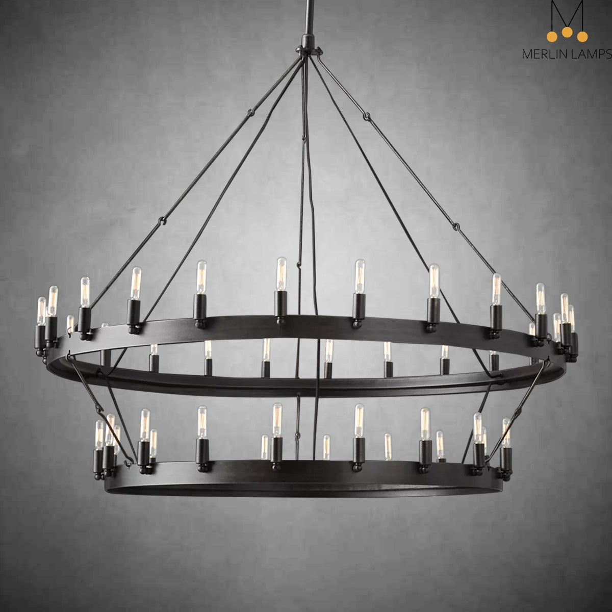 Dania Camina Vintage Candelabra Two-Tier Round Chandelier