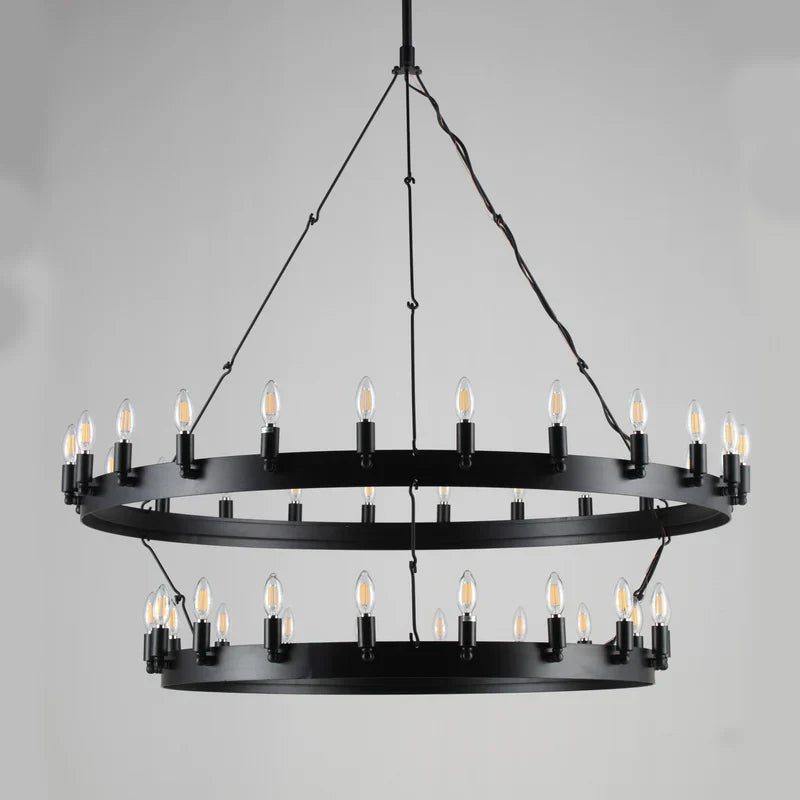 Dania Camina Vintage Candelabra Two-Tier Round Chandelier