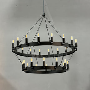 Dania Camina Vintage Candelabra Two-Tier Round Chandelier