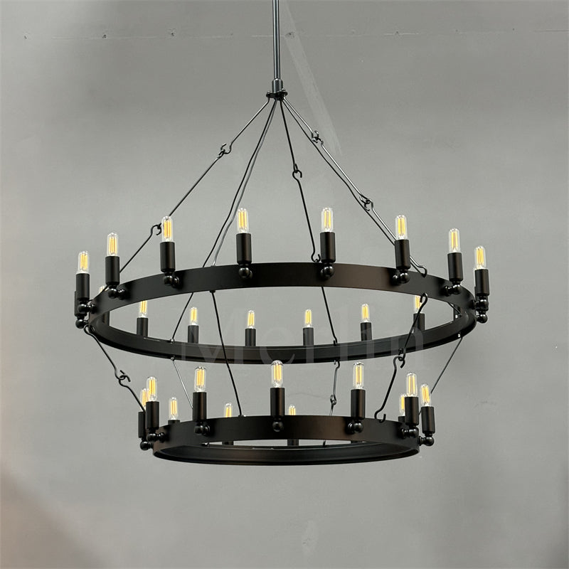 Dania Camina Vintage Candelabra Two-Tier Round Chandelier