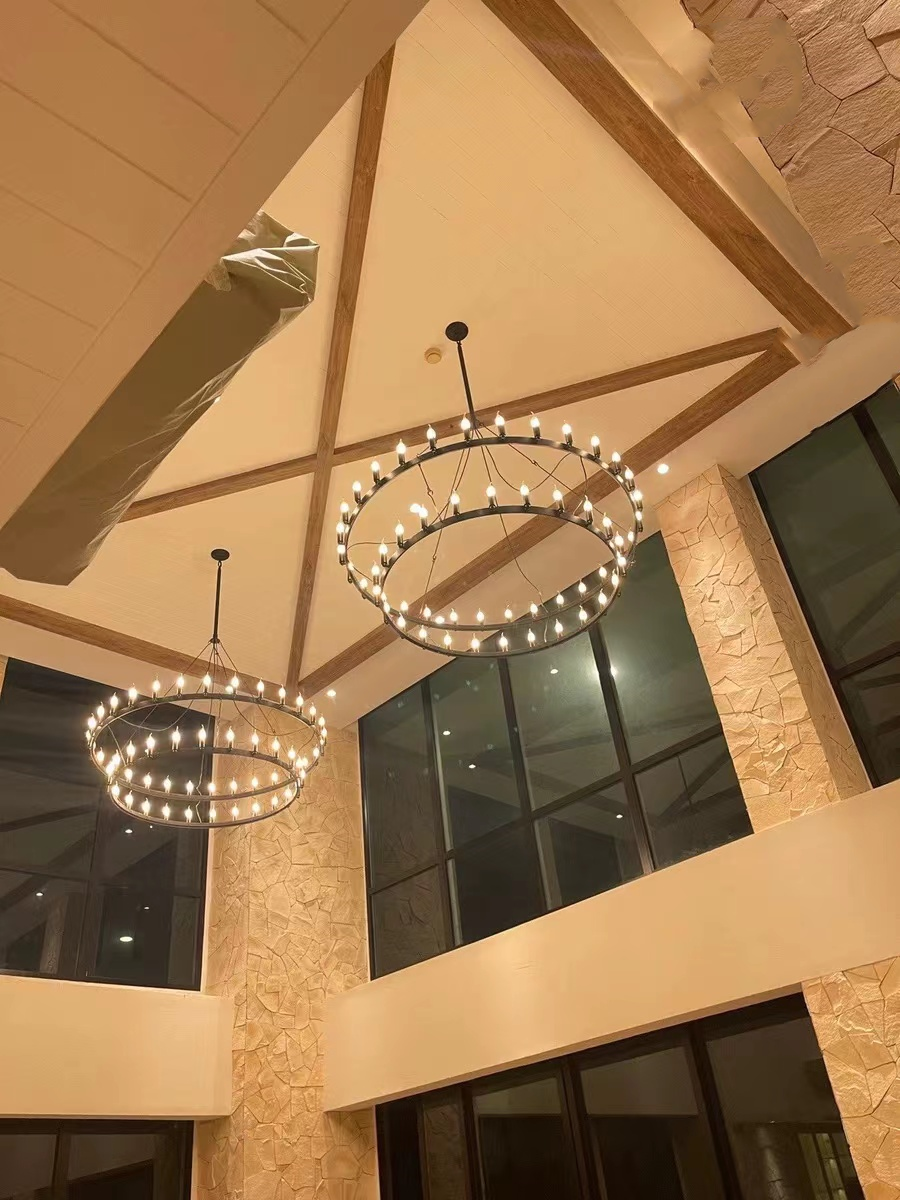 Dania Camina Vintage Candelabra Two-Tier Round Chandelier