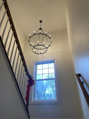 Dania Camina Vintage Candelabra Two-Tier Round Chandelier