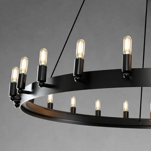 Dania Camina Vintage Candelabra Two-Tier Round Chandelier