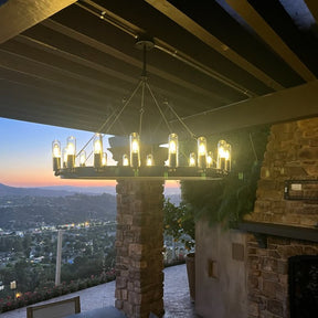 Dania Vintage Filament Round Outdoor Chandelier Lighting