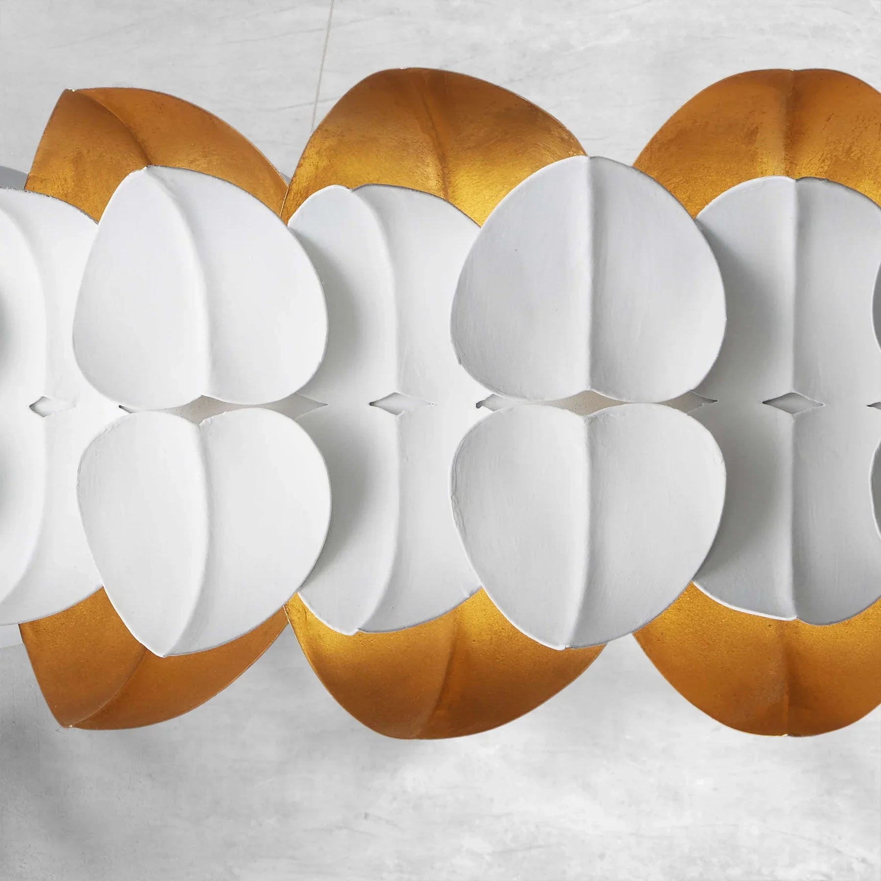 Darla Hand-Sculpted Leaves Chandelier 39'' White Gold Illuminated Fixture