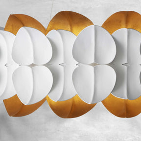 Darla Hand-Sculpted Leaves Chandelier 39'' White Gold Illuminated Fixture