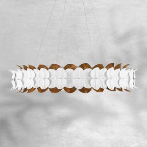 Darla Hand-Sculpted Leaves Chandelier 39'' White Gold Illuminated Fixture