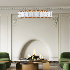 Darla Hand-Sculpted Leaves Chandelier 39'' White Gold Illuminated Fixture