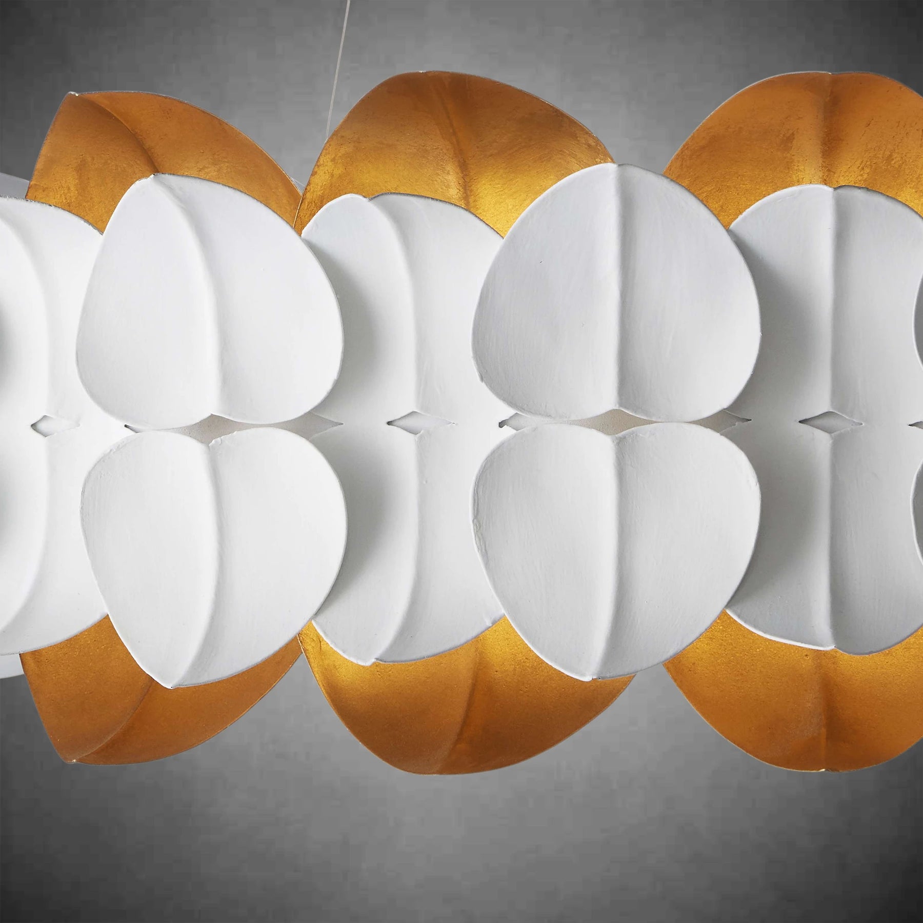 Darla Hand-Sculpted Leaves Chandelier 39'' White Gold Illuminated Fixture