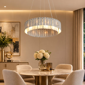 Modern Two-Tier Luxury Stone Round Chandelier