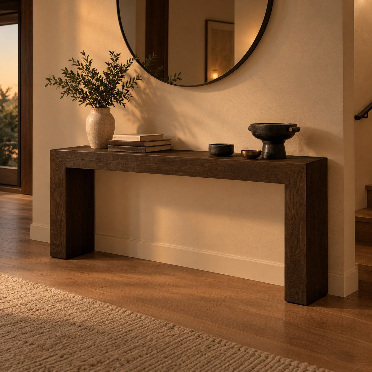 Waterfall Edge Solid Oak Hallway Table