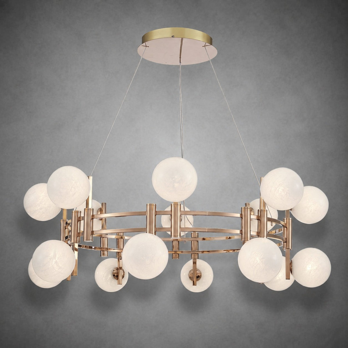 Callisto Frosted Glass Globe Round Chandelier 39.4"