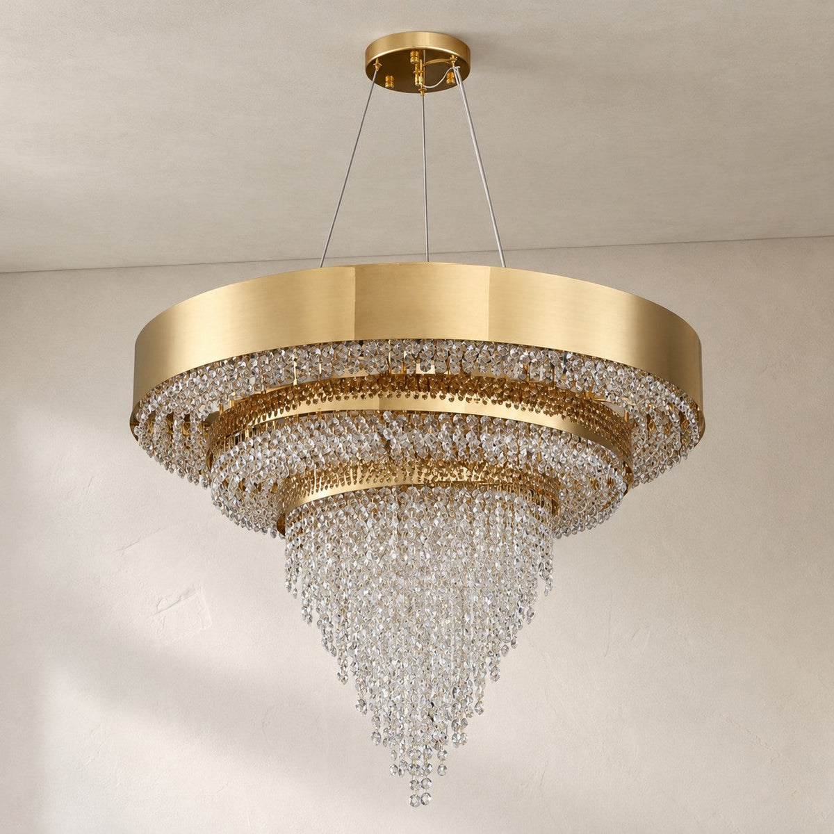 Decorative Gold Round Crystal Living Room Chandelier Light Oval Pendant Lamp For Dining Room Kitchen Table