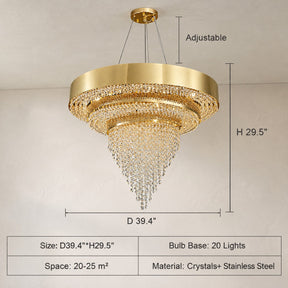 Decorative Gold Round Crystal Living Room Chandelier Light Oval Pendant Lamp For Dining Room Kitchen Table