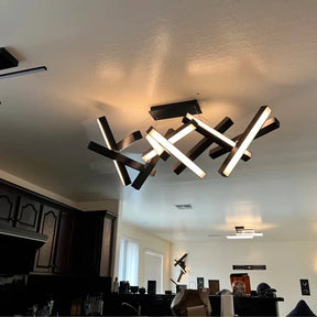 Modern Round/Linear Geometric Aluminum LED Chandelier for Dining Room/Bedroom