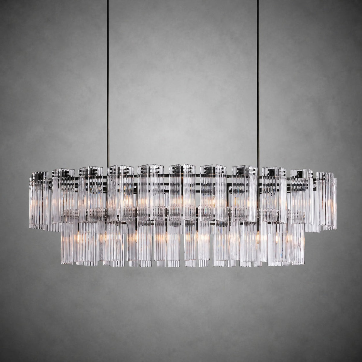 Delsie Oval Art Glass Chandelier 51''63''72''L