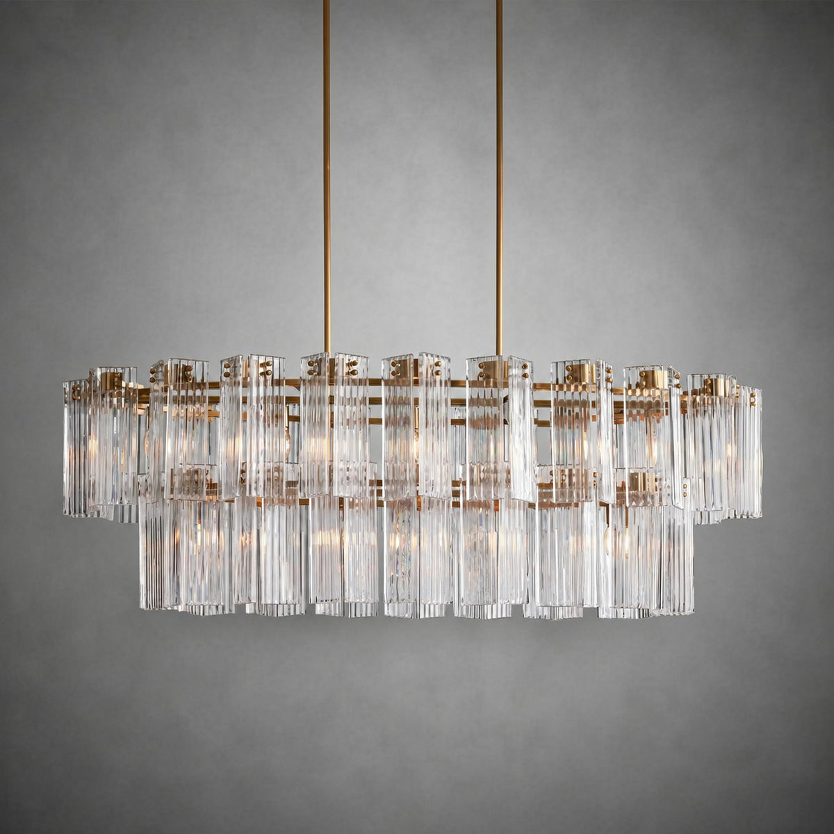 Delsie Oval Art Glass Chandelier 51''63''72''L