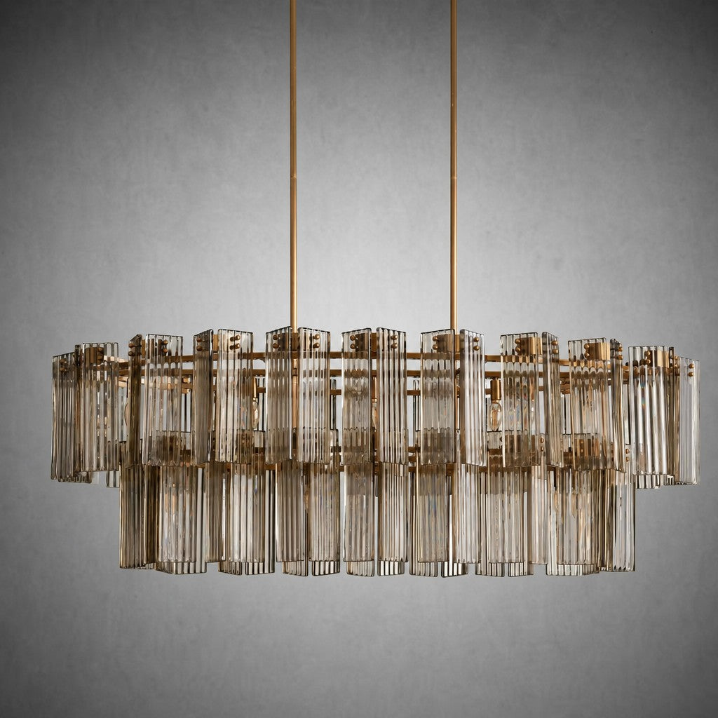 Delsie Oval Art Glass Chandelier 51''63''72''L