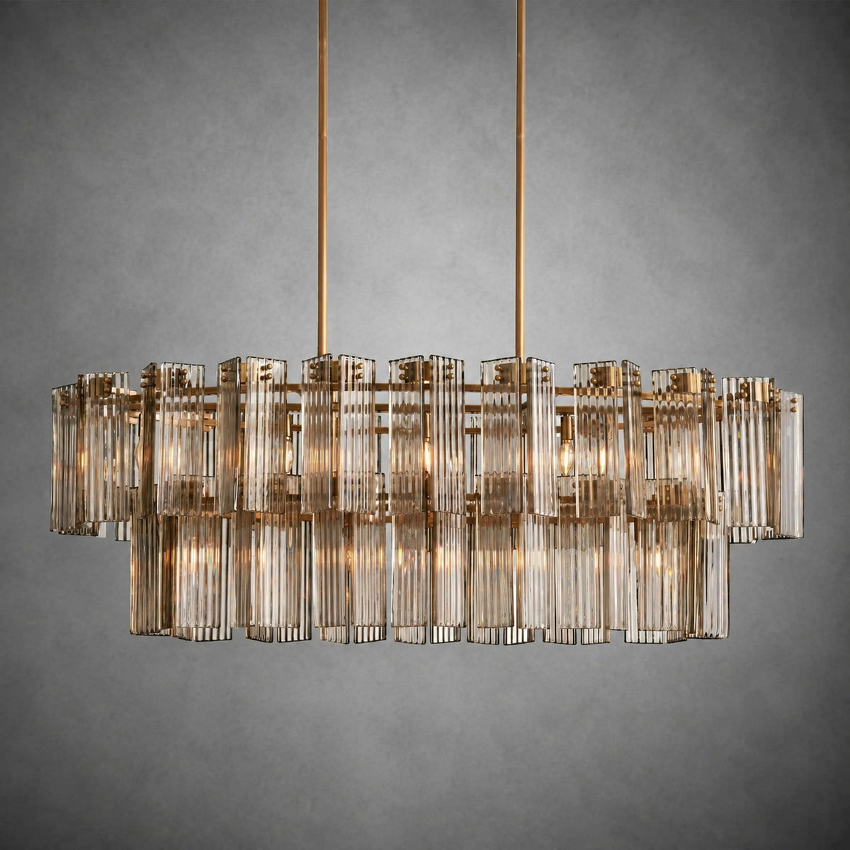 Delsie Oval Art Glass Chandelier 51''63''72''L