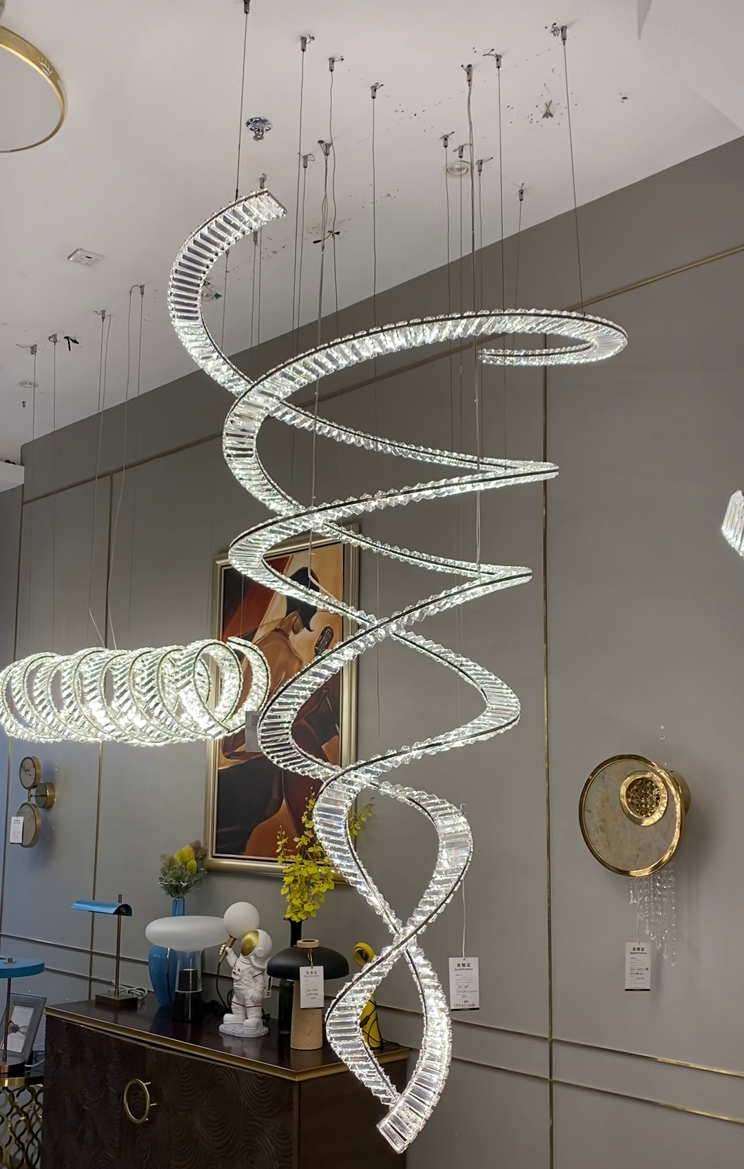 Designer Foyer Living Room Ceiling Light Fixture Stylish Spiral Crystal Chandelier for Hotel Entrance