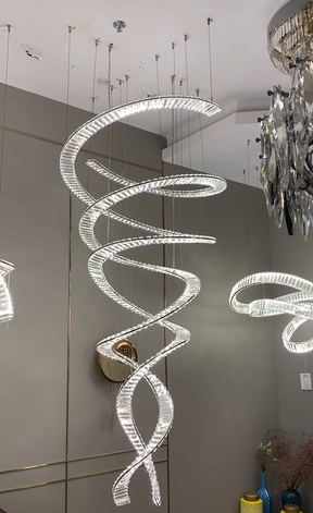 Designer Foyer Living Room Ceiling Light Fixture Stylish Spiral Crystal Chandelier for Hotel Entrance