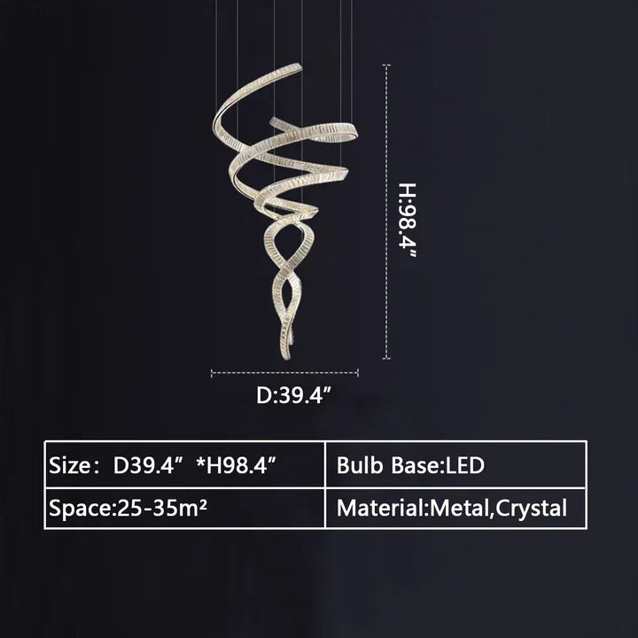 Designer Foyer Living Room Ceiling Light Fixture Stylish Spiral Crystal Chandelier for Hotel Entrance