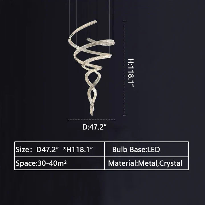 Designer Foyer Living Room Ceiling Light Fixture Stylish Spiral Crystal Chandelier for Hotel Entrance