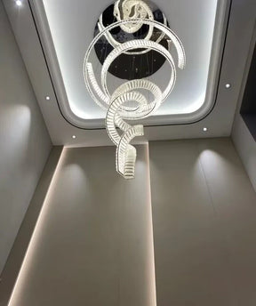 Designer Foyer Living Room Ceiling Light Fixture Stylish Spiral Crystal Chandelier for Hotel Entrance