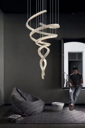 Designer Foyer Living Room Ceiling Light Fixture Stylish Spiral Crystal Chandelier for Hotel Entrance
