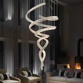 Designer Foyer Living Room Ceiling Light Fixture Stylish Spiral Crystal Chandelier for Hotel Entrance