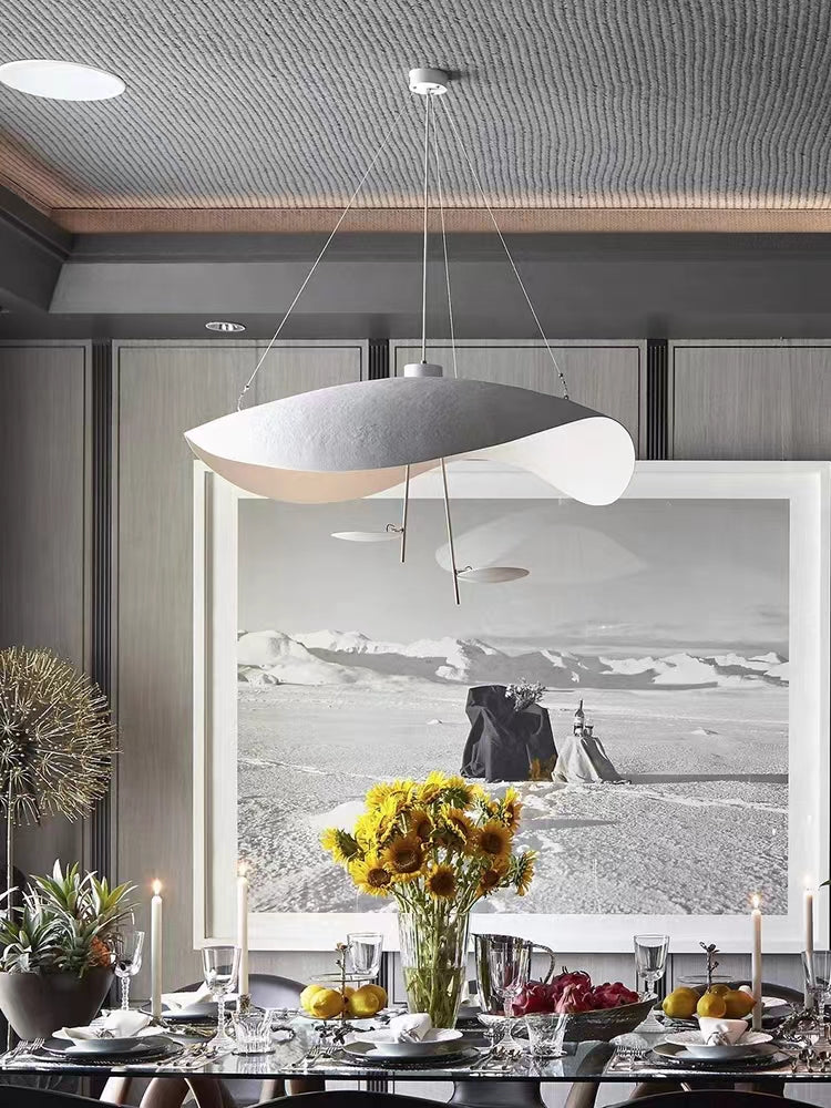Designer Model Modern Art Hat Shape Gold Leaf Pendant Chandelier for Living/Dining Room