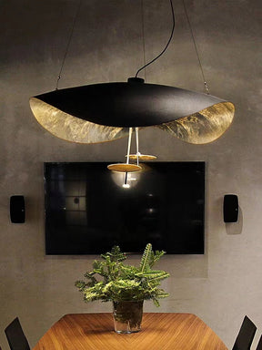 Designer Model Modern Art Hat Shape Gold Leaf Pendant Chandelier for Living/Dining Room
