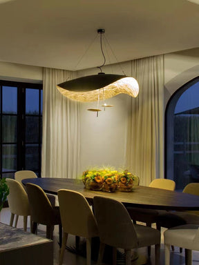 Designer Model Modern Art Hat Shape Gold Leaf Pendant Chandelier for Living/Dining Room
