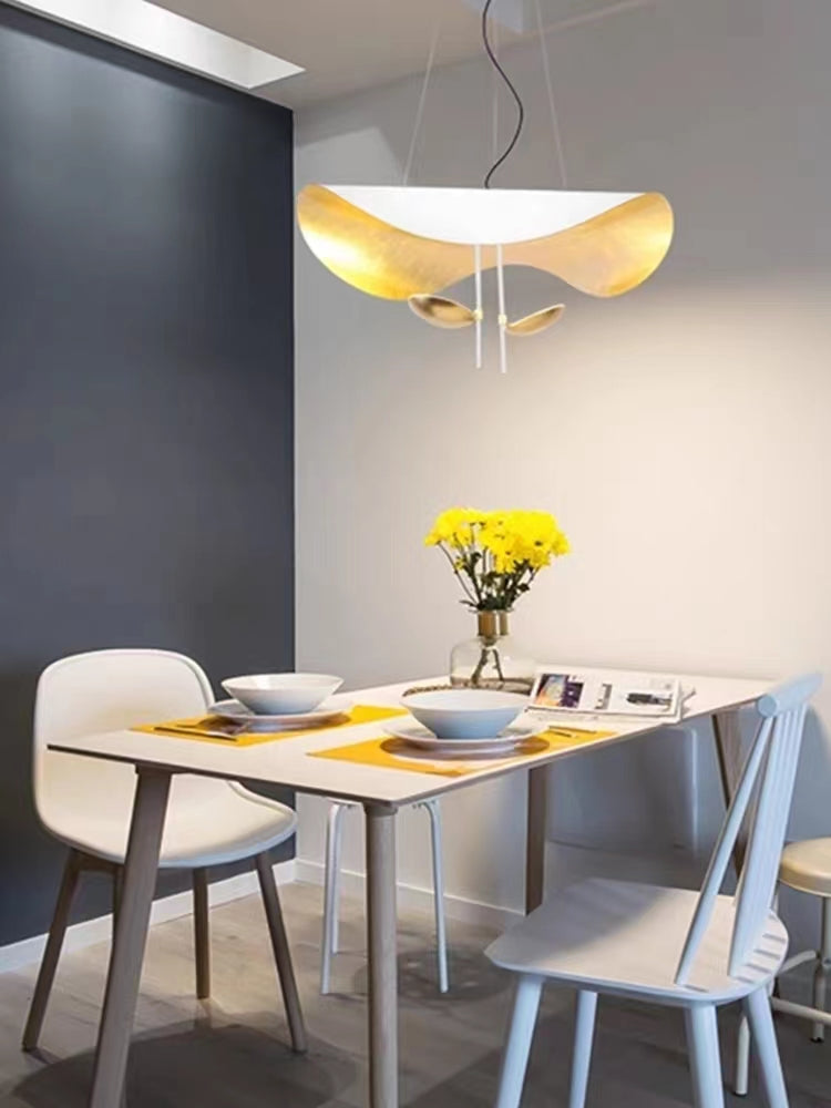 Designer Model Modern Art Hat Shape Gold Leaf Pendant Chandelier for Living/Dining Room