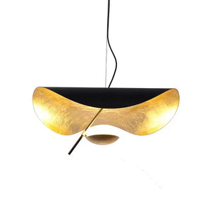 Designer Model Modern Art Hat Shape Gold Leaf Pendant Chandelier for Living/Dining Room