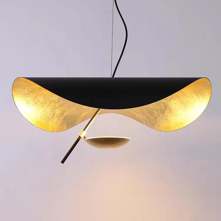 Designer Model Modern Art Hat Shape Gold Leaf Pendant Chandelier for Living/Dining Room