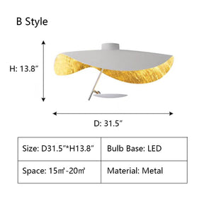 B Style: D31.5"*H13.8"  chandelier,chandeliers,gold,luxury,mushroom,hat,ceiling,flush mount,black,led,dining room,living room,huge,large,big,round,Lederam Manta Pendant