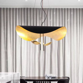 Designer Model Modern Art Hat Shape Gold Leaf Pendant Chandelier for Living/Dining Room