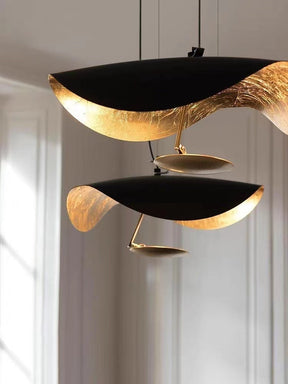 Designer Model Modern Art Hat Shape Gold Leaf Pendant Chandelier for Living/Dining Room