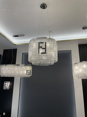 Designer Style Crystal Chandelier Elegant Round Ceiling Lighting Fixture for Living/ Dining Room