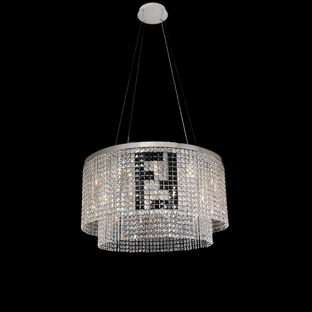 Designer Style Crystal Chandelier Elegant Round Ceiling Lighting Fixture for Living/ Dining Room