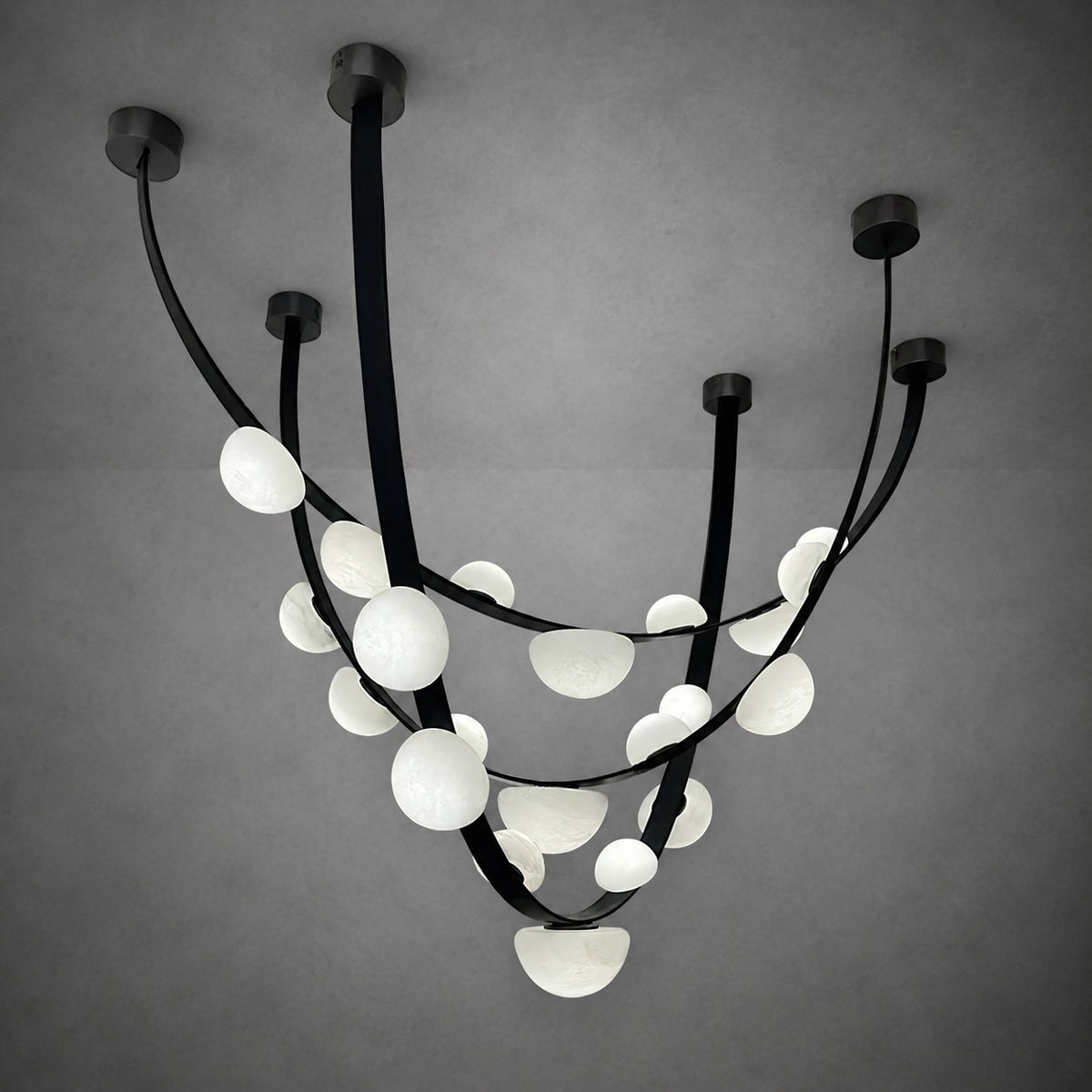Dew Drops Alabaster LED Chandelier – Black White Warm Light
