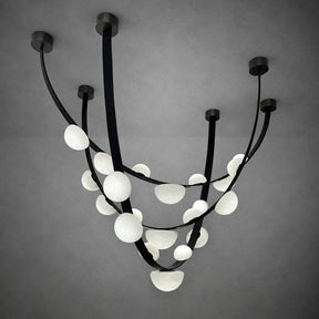 Dew Drops Alabaster LED Chandelier – Black White Warm Light