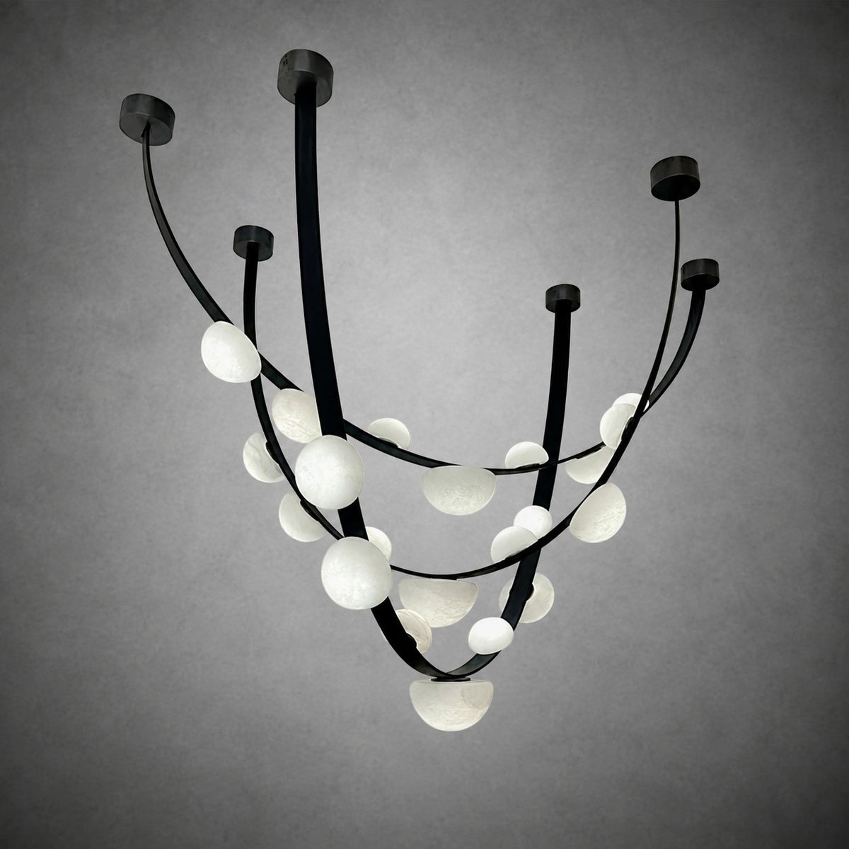 Dew Drops Alabaster LED Chandelier – Black White Warm Light