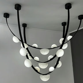 Dew Drops Alabaster LED Chandelier – Black White Warm Light