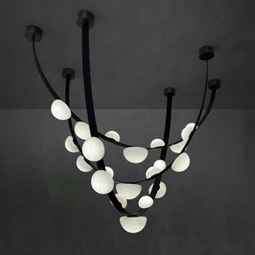 Dew Drops Alabaster LED Chandelier – Black White Warm Light
